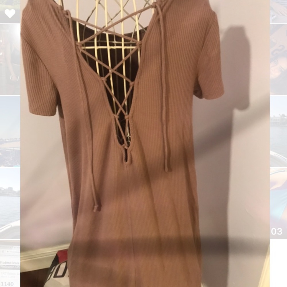 Brown/ nude lace up forever 21 dress